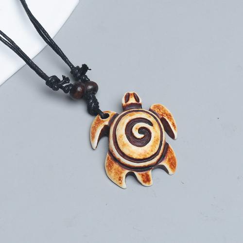 Collier résine, corde de cire, avec résine, tortue, fait à la main, Réglable & bijoux de mode & pour homme, plus de couleurs à choisir, 37x43mm, Longueur Environ 40-80 cm, Vendu par PC