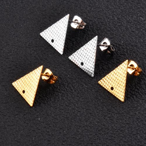 Stainless Steel Earring Stud Component 304 Stainless Steel Triangle plated DIY Sold By PC