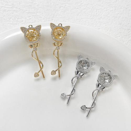 Ottone Peg Bail, placcato, DIY & Micro spianare cubic zirconia, nessuno, assenza di nichel,piombo&cadmio, 13x36mm, Venduto da PC