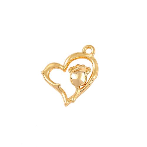 Brass Heart Pendants real gold plated DIY Sold By PC