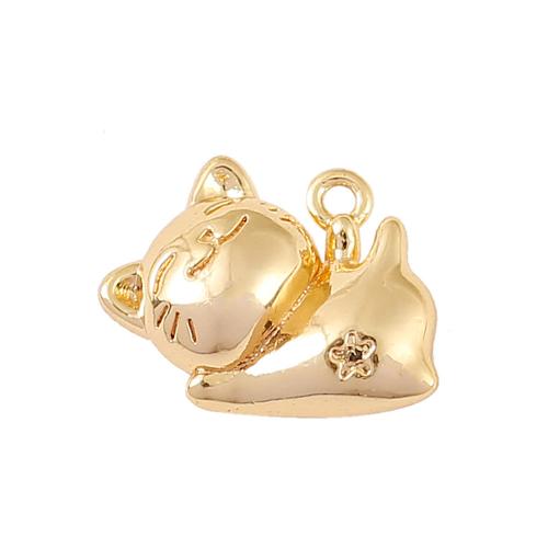 Brass Jewelry Pendants Cat real gold plated DIY Sold By PC