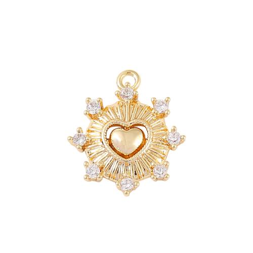 Cubic Zirconia Micro Pave Brass Pendant Heart real gold plated DIY & micro pave cubic zirconia Sold By PC