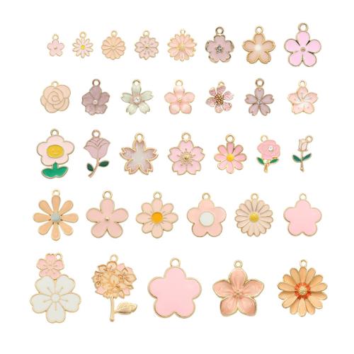 Zinc Alloy Enamel Pendants petals plated DIY Sold By Lot