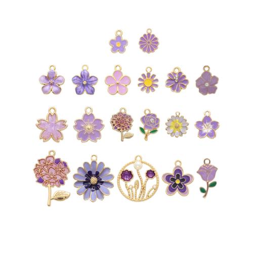 Ciondoli di smalto di lega di zinco, lega in zinco, with perla in plastica, placcato, DIY & stili diversi per la scelta & Micro spianare cubic zirconia, viola, 10PC/lotto, Venduto da lotto