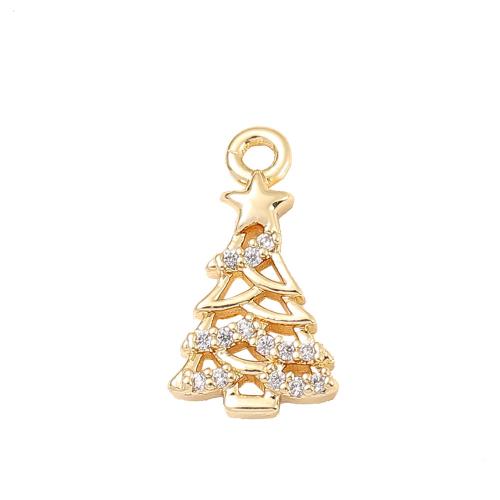 Befestigter Zirkonia Messing Anhänger, Weihnachtsbaum, vergoldet, DIY & Micro pave Zirkonia, keine, verkauft von PC