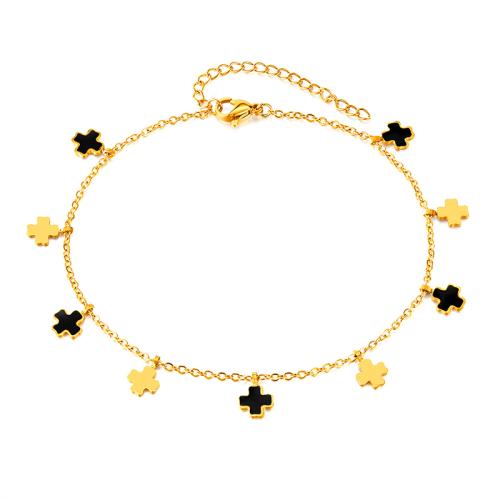 Anklet de acero inoxidable, acero inoxidable 304, para mujer & esmalte, dorado, Vendido por UD