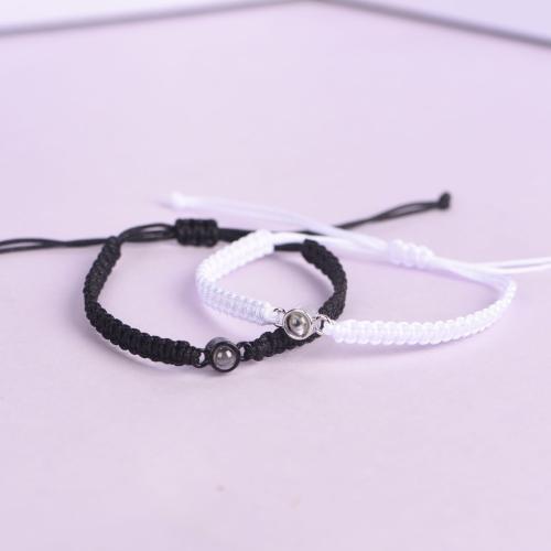 aleación de zinc Pulsera de proyección en miniatura, con Cordón de nudo, 2 piezas & unisexo, más colores para la opción, longitud 16 cm, Vendido por UD