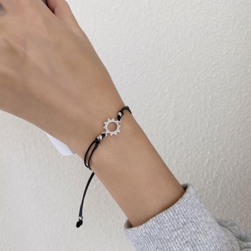 Quelques Bracelet à et Bangle, Acier inoxydable 304, avec corde de cire, fait à la main, 2 pièces & unisexe, couleur originale, Longueur 16 cm, Vendu par fixé