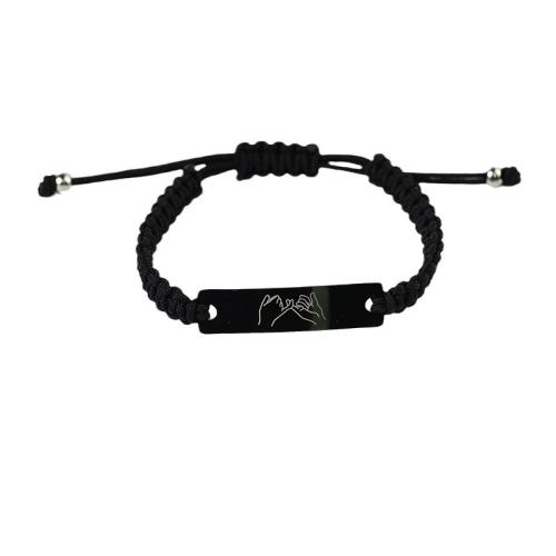 Quelques Bracelet à et Bangle, Acier inoxydable 304, avec Cordon de noeud, fait à la main, 2 pièces & unisexe, plus de couleurs à choisir, Longueur Environ 15-29 cm, Vendu par fixé