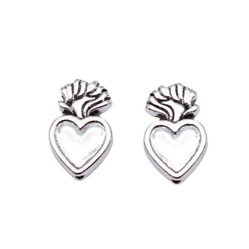 Zinklegering Heart Beads, Zinc Alloy, Hart, antiek zilver plated, DIY, 12x25x11mm, Verkocht door PC