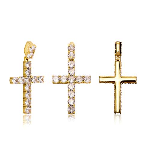 Cubic Zirconia Micro Pave Brass Pendant Cross plated DIY & micro pave cubic zirconia Sold By PC