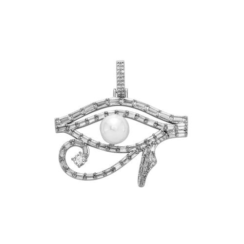 ottone pendente, with Shell Pearl, occhio, placcato, DIY & Micro spianare cubic zirconia & cavo, nessuno, 44x43mm, Venduto da PC