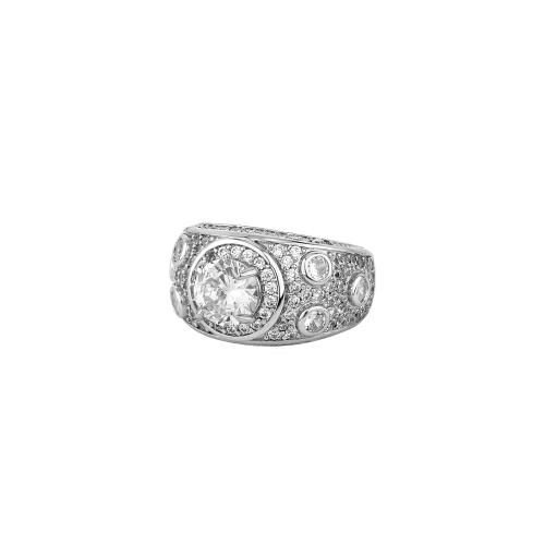 Prás Ring Finger, plátáilte, unisex & méid éagsúla do rogha & micrea réiteach zirconia ciúbach, dathanna níos mó le haghaidh rogha, Méid:7-11, Díolta De réir PC