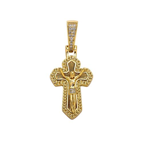 Brass Pendant Cross plated DIY & micro pave cubic zirconia Sold By PC