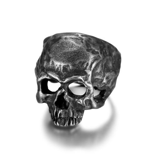 304 rostfritt stål Finger Ring, Skull, Vintage & olika storlek för val & för människan, ursprungliga färgen, Storlek:8-15.5, Säljs av PC