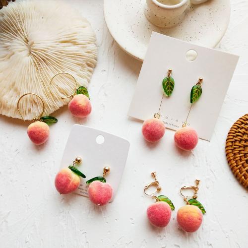 Zinc Alloy Drop Earrings with PE Foam fashion jewelry & for woman pink Sold By Pair