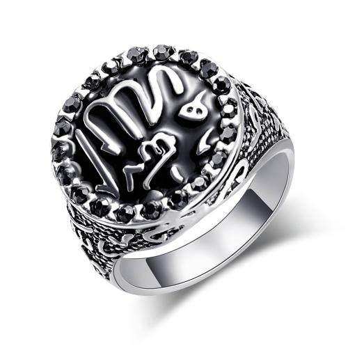 Bague en alliage de zinc, bijoux de mode & normes différentes pour le choix & pour homme & avec strass, plus de couleurs à choisir, Vendu par PC