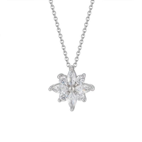 Cubic Zircon Micro bana Sterling Silver Halsband, 925 sterling silver, Snowflake, mode smycken & micro bana cubic zirconia & för kvinna, Längd Ca 46 cm, Säljs av PC