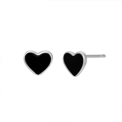 925 Sterling Silver Stud Earrings Heart fashion jewelry & for woman & epoxy gel Sold By Pair