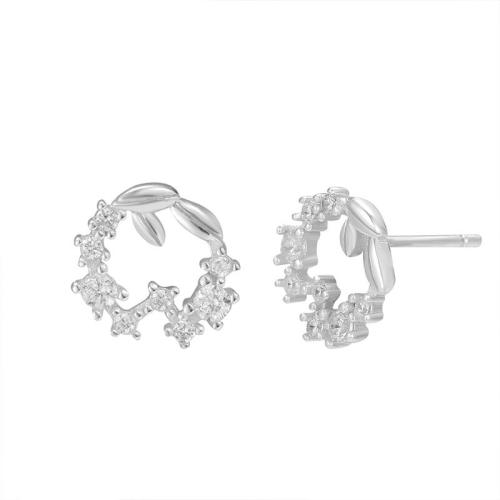 Kubinių Zirconia Mikro Pave sidabro auskarai, 925 sidabro, Bižuterijos & mikro nutiesti kubinių Zirconia & moters, 9x8.80mm, Pardavė Pora