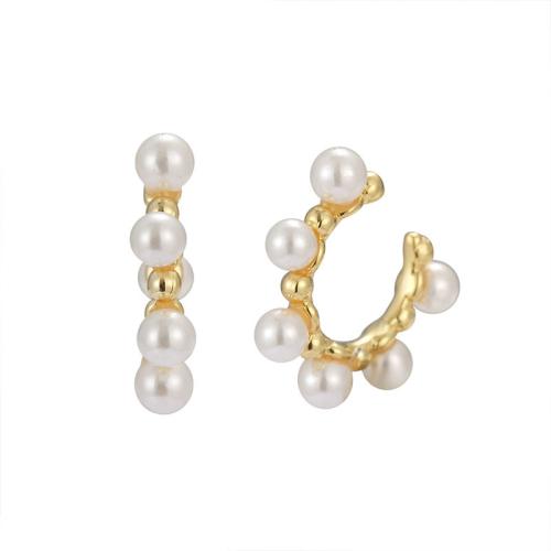 925 de prata esterlina Clipe de Brinco, with Shell Pearl, joias de moda & para mulher, 15.50mm, vendido por par