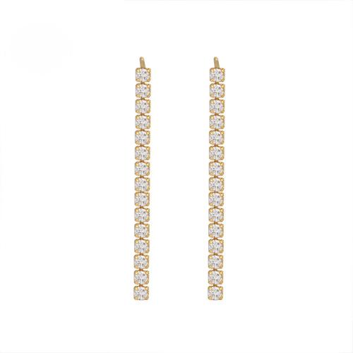 Pendientes de Micro Pavé de Zirconía Cúbica en Plata de Ley, Plata de ley 925, Joyería & micro arcilla de zirconia cúbica & para mujer, 35.70mm, Vendido por Par