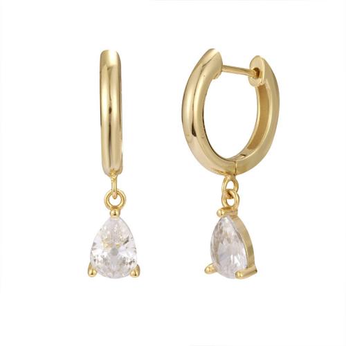 Pendientes de Micro Pavé de Zirconía Cúbica en Plata de Ley, Plata de ley 925, Joyería & micro arcilla de zirconia cúbica & para mujer, 23.70mm, Vendido por Par