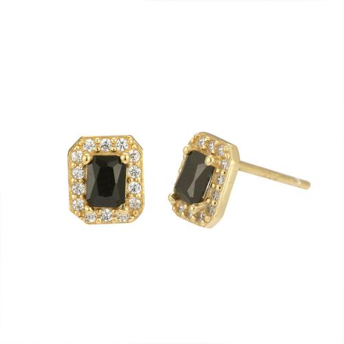 Pendientes de Micro Pavé de Zirconía Cúbica en Plata de Ley, Plata de ley 925, Joyería & micro arcilla de zirconia cúbica & para mujer, 5.90x6.90mm, Vendido por Par