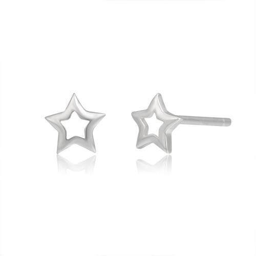 925 Sterling Silver Stud Earrings Star fashion jewelry & for woman 6mm Sold By Pair