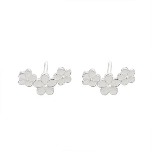 925 Sterling Silver Stud Earrings Flower fashion jewelry & for woman & epoxy gel 9.90mm Sold By Pair