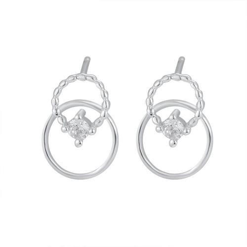 Cubic Zirconia micro pavimenta Sterling Silver Earring, 925 sterline d'argento, gioielli di moda & Micro spianare cubic zirconia & per la donna, 11.60mm, Venduto da coppia