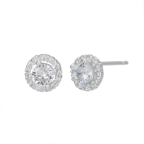 Cubic Zirconia Micro άνοιγαν Sterling Silver Σκουλαρίκι, 925 ασημένιο ασήμι, κοσμήματα μόδας & μικρο ανοίξει κυβικά ζιρκονία & για τη γυναίκα, 7x7mm, Sold Με Ζεύγος