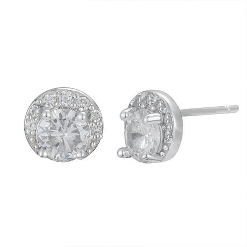 Cubic Zirconia micro pavimenta Sterling Silver Earring, 925 sterline d'argento, gioielli di moda & Micro spianare cubic zirconia & per la donna, 7.20mm, Venduto da coppia