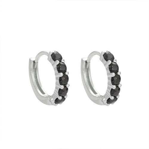 Kubinių Zirconia Mikro Pave sidabro auskarai, 925 sidabro, Bižuterijos & mikro nutiesti kubinių Zirconia & moters, 12.90mm, Pardavė Pora