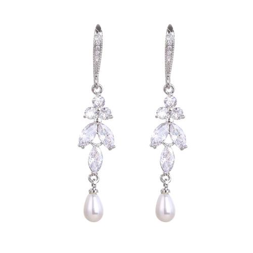 Ciúbach Zirconia Micrimhilseogra réiteodh Earring Prás, le Pearl Plaisteacha, jewelry faisin & micrea réiteach zirconia ciúbach & do bhean, Díolta De réir Péire