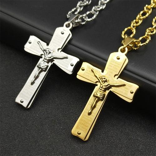 Stainless Steel Jewelry Necklace 304 Stainless Steel Cross fashion jewelry & Unisex Length Approx 55 cm Sold By PC