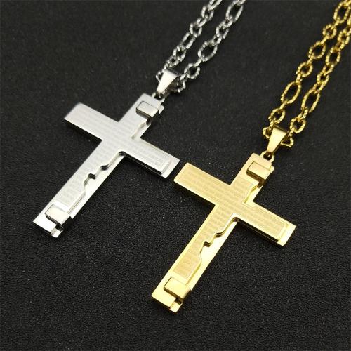 Stainless Steel Jewelry Necklace 304 Stainless Steel Cross fashion jewelry & Unisex Length Approx 50 cm Sold By PC