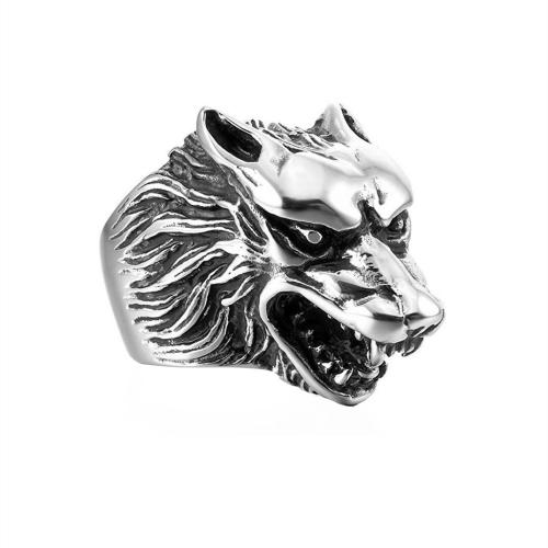 Sinc Alloy Finger Ring, Lion, dath airgid plated, Inchoigeartaithe & jewelry faisin & do fear, nicil, luaidhe & caidmiam saor in aisce, Trastomhas Istigh:Thart 18.8mm, Díolta De réir PC