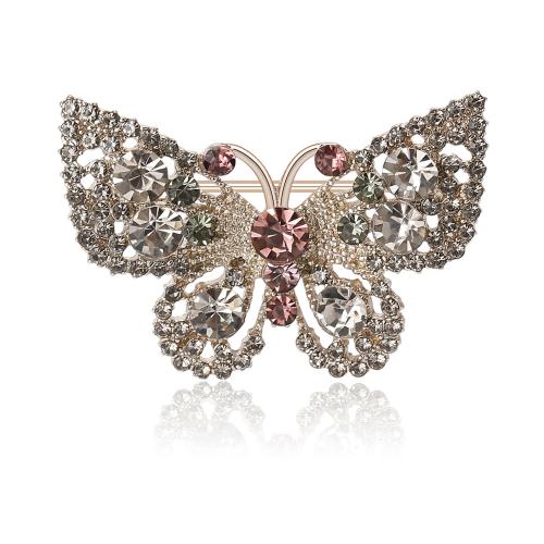 Zinc Alloy Brocher, Butterfly, guldfarve belagt, for kvinde, nikkel, bly & cadmium fri, 39x46mm, Solgt af PC