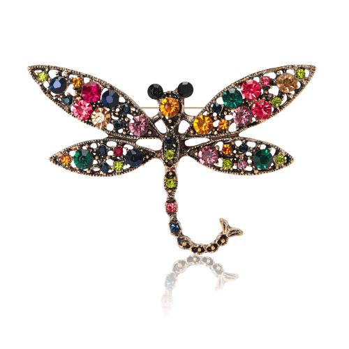 Zinc Alloy Brocher, Dragonfly, forgyldt, for kvinde & med rhinestone, flere farver til valg, nikkel, bly & cadmium fri, 73x50mm, Solgt af PC