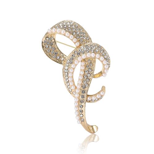 Zinc Alloy Brooches with Plastic Pearl plated for woman & with rhinestone nickel lead & cadmium free Sold By PC