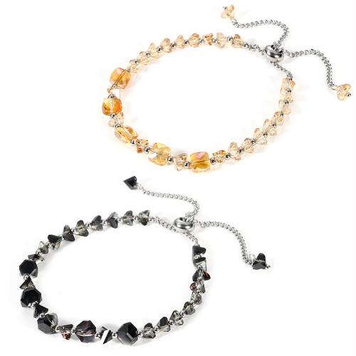 Roestvrij staal armbanden, 304 roestvrij staal, met Kristal, mode sieraden & voor vrouw, meer kleuren voor de keuze, Lengte Ca 16-26 cm, Verkocht door PC