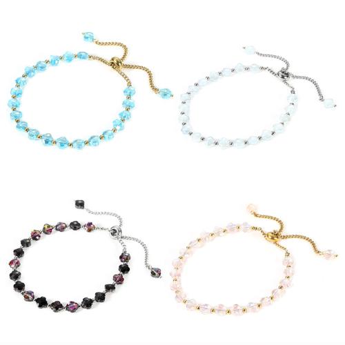 Roestvrij staal armbanden, 304 roestvrij staal, met Kristal, mode sieraden & voor vrouw, meer kleuren voor de keuze, Lengte Ca 16-26 cm, Verkocht door PC