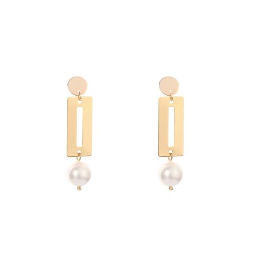 Prás Graí Earring, le Pearl Plaisteacha, jewelry faisin & do bhean, óir, 45mm, Díolta De réir Péire