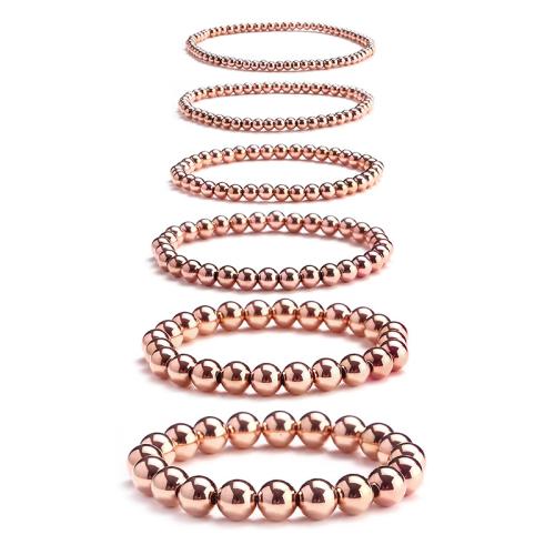 Bijoux bracelet en acier inoxydable, Acier inoxydable 304, avec fil élastique, Placage, bijoux de mode & normes différentes pour le choix & pour femme, couleur or rose, Vendu par PC