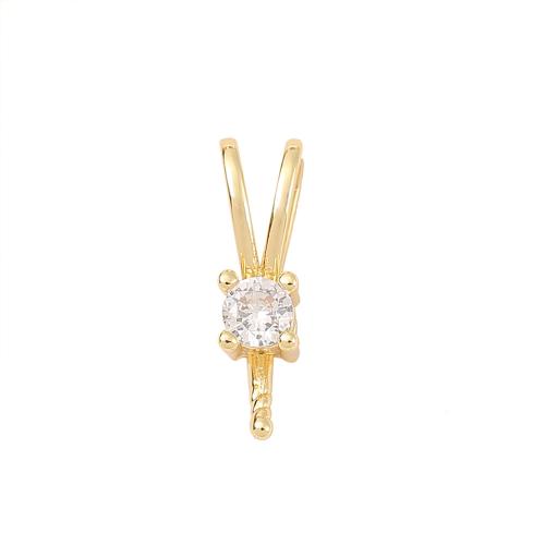 Ottone Peg Bail, placcato oro vero, DIY & Micro spianare cubic zirconia, dorato, Venduto da PC