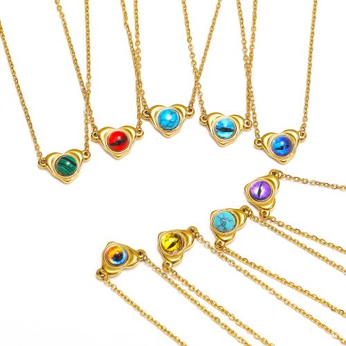 Collier de bijoux en acier inoxydable, Acier inoxydable 304, avec Chips de pierres précieuses, coeur, pour femme & avec strass, plus de couleurs à choisir, Vendu par PC