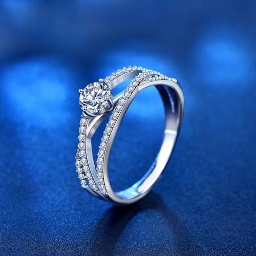 925er Sterling Silber Fingerring, mit Moissanite, für Frau & hohl, Größe:5-8, verkauft von PC