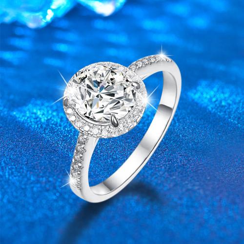 925 sterling zilver Finger Ring, met Moissanite, Ovaal, platinum plated, verschillende grootte voor keus & voor vrouw, Maat:5-8, Verkocht door PC