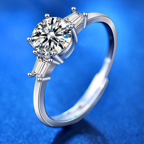 925 sterling zilver Manchet Finger Ring, met Moissanite, geplatineerd, mode sieraden & voor vrouw, Verkocht door PC